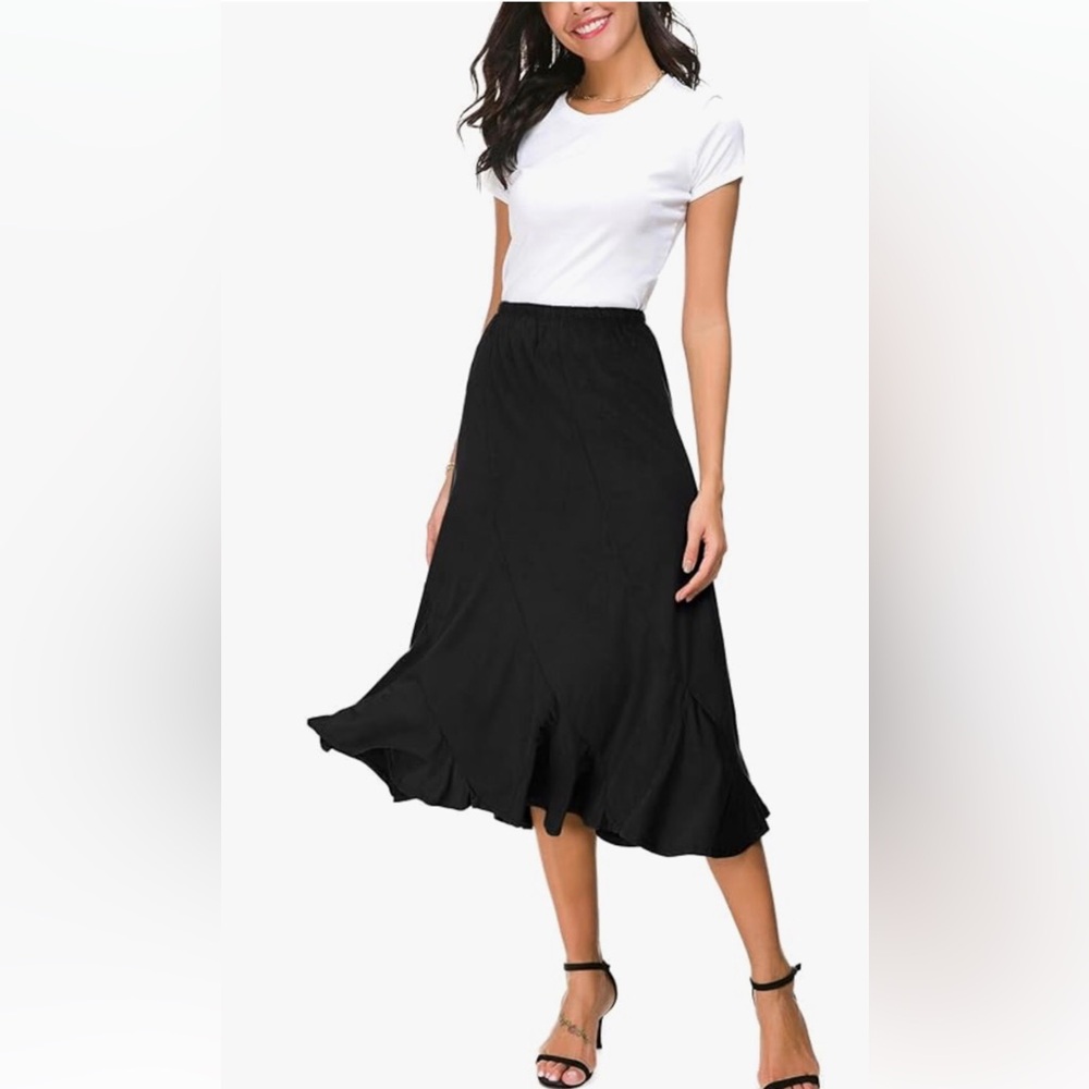 Black faux suede midi skirt size XL NWOT